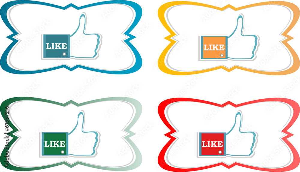 Poster paper thumb up like hand symbol. set of design elements