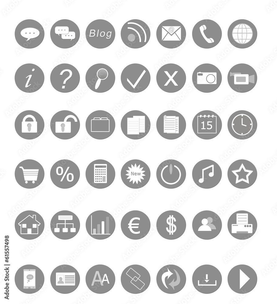 Poster set of icons for web in gray color
