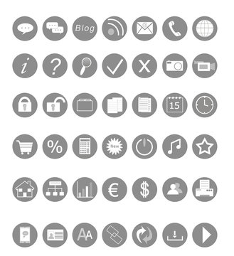 Set of icons for Web in gray color