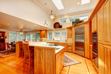 Beautiful modern kitchen room  and dining area
