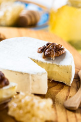 Camembert dipped with honey and walnuts