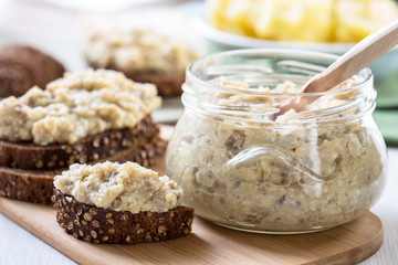 Fresh pate in  glass jar