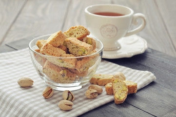 Fresh cantuccini with pistachios