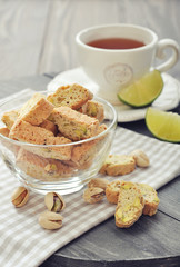 Fresh cantuccini with pistachios