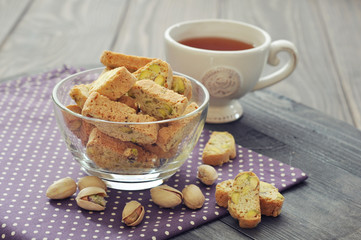 Fresh cantuccini with pistachios