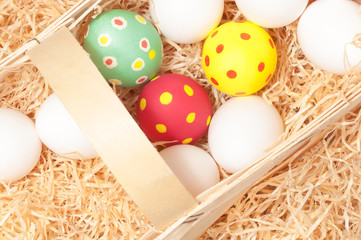 Frohe Ostern, Eier im Korb, Ostermarkt