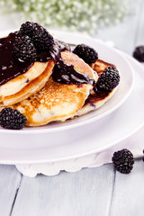 Pancakes and Blackberry Sauce