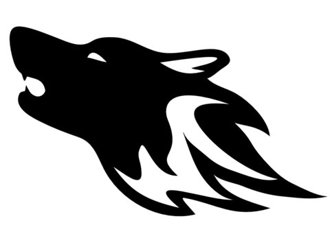 Tribal  wolf. Tattoo style vector.