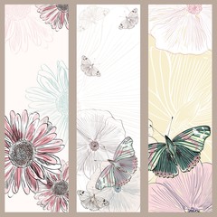Vector collection of realistic painted floral banners