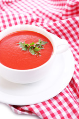 Tasty tomato soup, close up