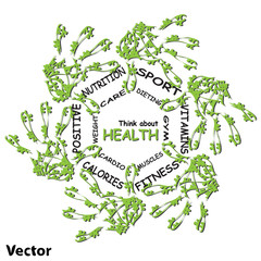 Vector conceptual health word cloud