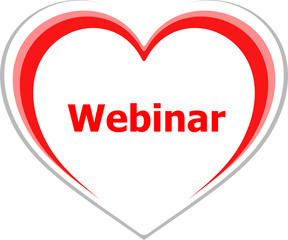 marketing concept, webinar word on love heart