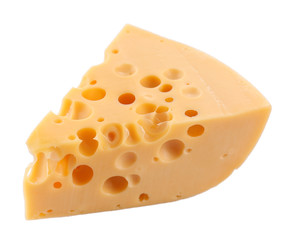 Piece of cheese, isolated on white