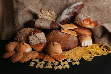 Tasty flour products close up
