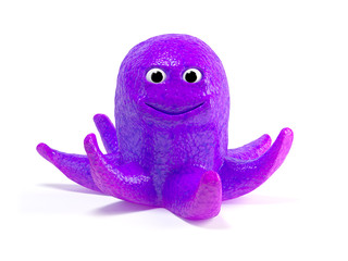 Cartoon octopus isolated. Happy funny character