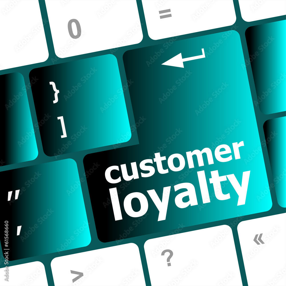 Poster button keypad with customer loyalty word on keyboard