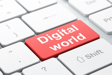 Fototapeta premium Data concept: Digital World on computer keyboard background
