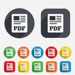 PDF file document icon. Download pdf button.