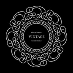 Dotted pattern on black background, round frame