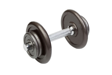 Obraz na płótnie Canvas Fitness exercise equipment dumbbell weights on white