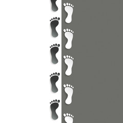 White Feetprint Track Black White Background