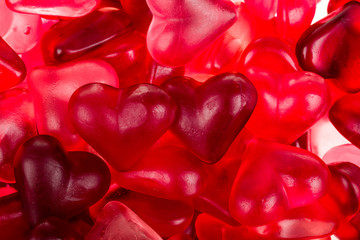Brightly coloured red gums hearts