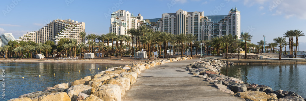 Wall mural Central beach of Eilat - famous resort Israeli city