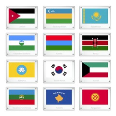 A Collection of National Flags on Metal Texture Plates