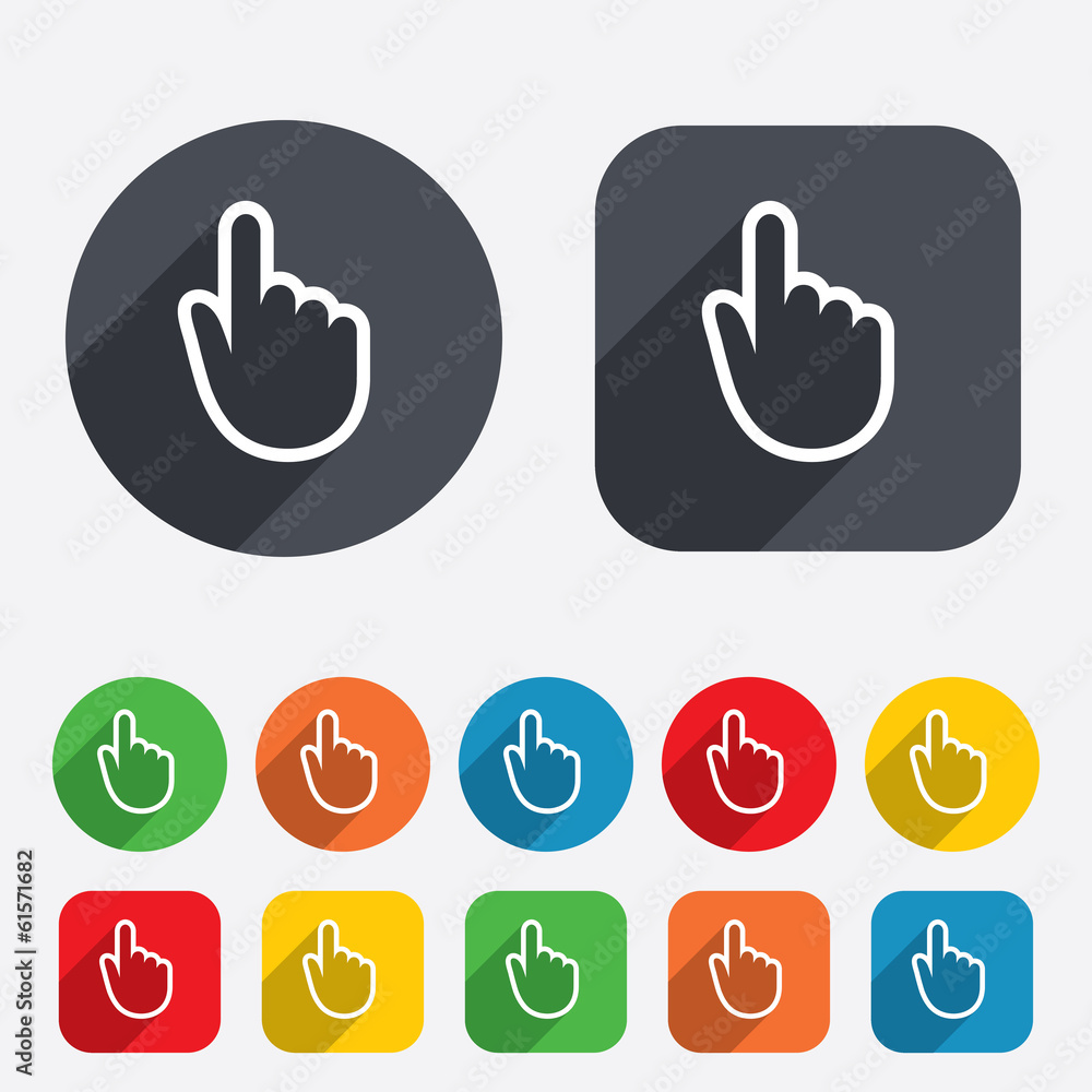Poster hand cursor sign icon. hand pointer symbol.