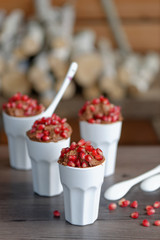 Chocolate mousse with pomegranate seeds