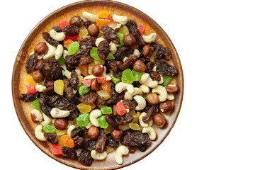 dried fruits and nuts, isolated on white background