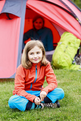 Summer in the tent - family on the camping