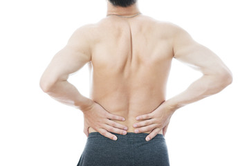Fototapeta premium Pain in the lower back in men