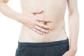 Naklejka premium Abdominal pain in men