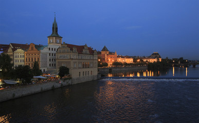 Naklejka na ściany i meble Night landscape of the historical center of Prague.