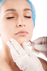Cosmetic injection to the pretty woman face