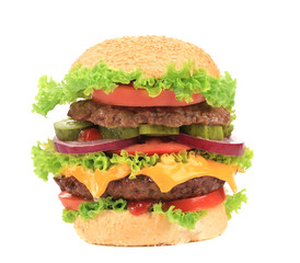 Big appetizing hamburger.
