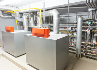 Boiler-house indoor shot. Heating system