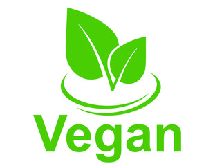 Obrazy na Szkle  zielony wegetariański znak z liśćmi