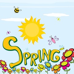 vector spring landscape illustration