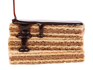 Coated stake wafers of chocolate.