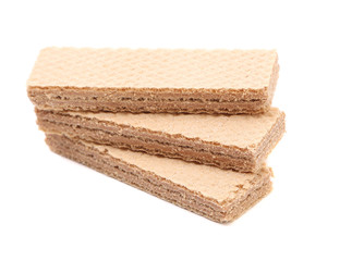 Stack of three chocolate wafers.