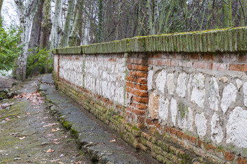 wall in the tajo river. Aranjuez, Madrid, Spain.World Heritage S