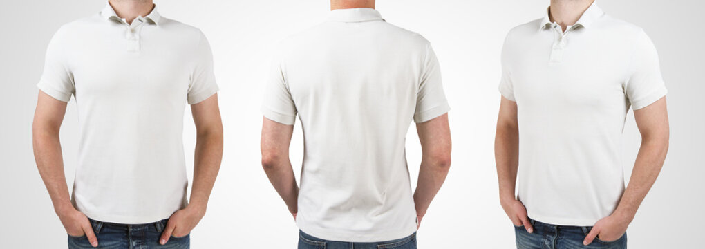 white polo t shirt front and back