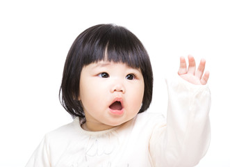 Asian baby hand up