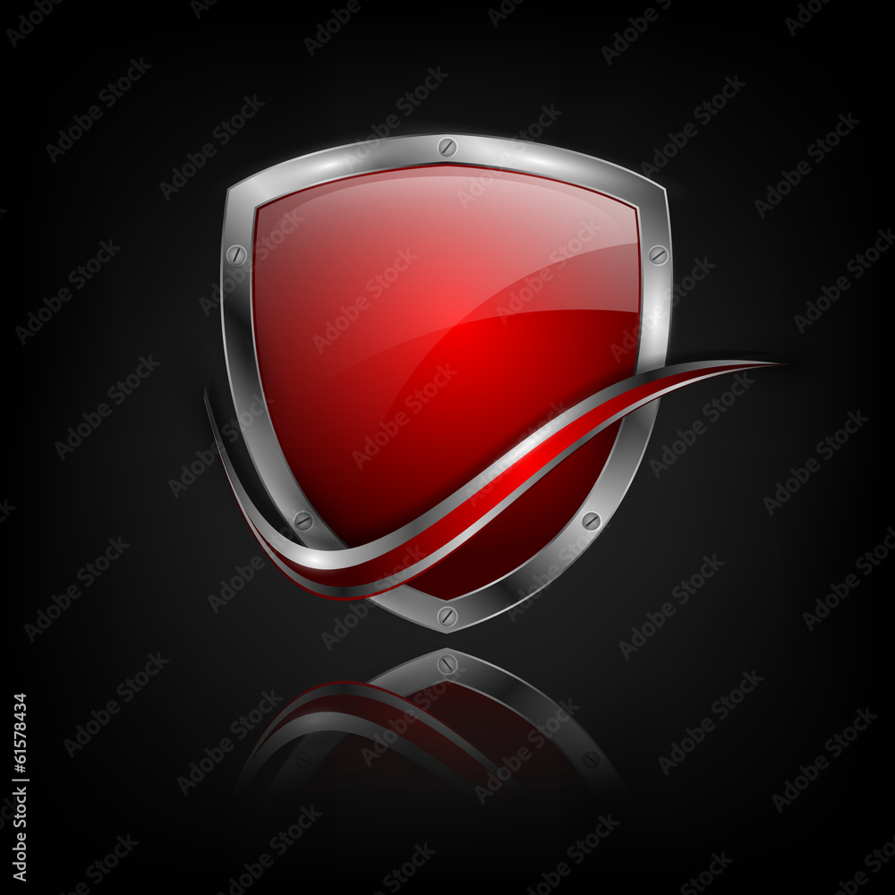 Poster vector colorful shield with metallic border