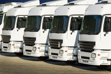 White parked trucks