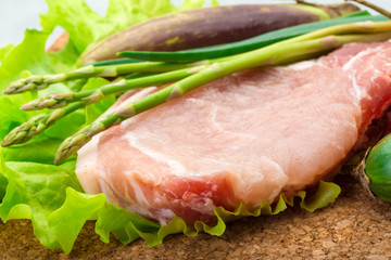 Raw t-bone steak
