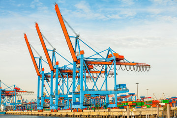 kontainerkran beladung hafen in hamburg an der elbe