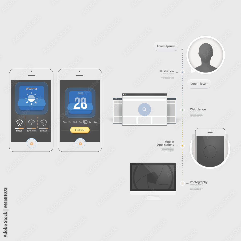 Wall mural flat infographics design ui elements with icons for templates